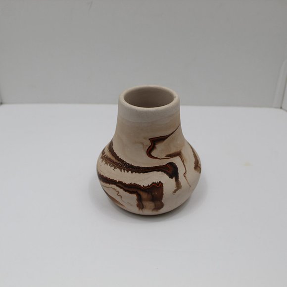 Vintage Swirl Nemadji Pottery Vase (small chip; as-is) - Picture 1 of 7